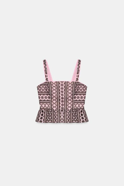 Top à broderies ajourées