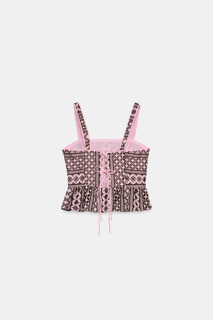 Top à broderies ajourées