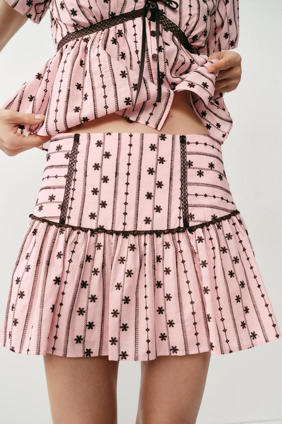 Jupe-culotte brodée