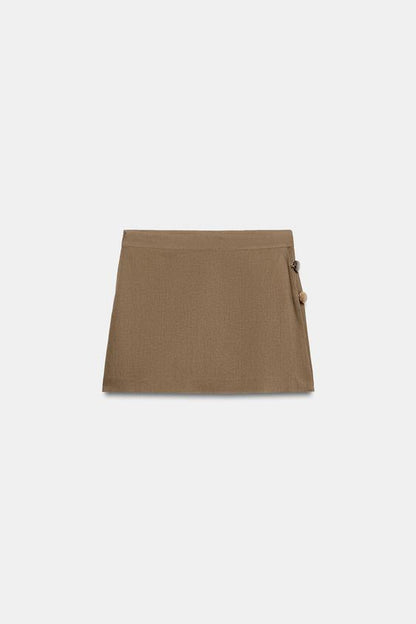 Jupe-culotte en lin à perles