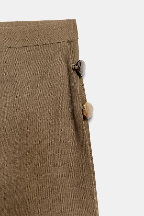 Jupe-culotte en lin à perles