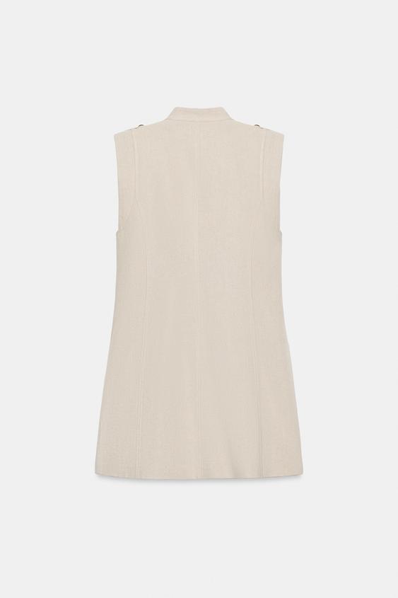 Robe mini à brandebourgs en lin