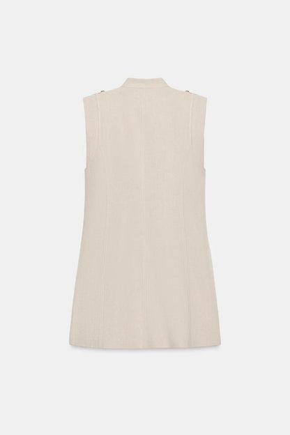 Robe mini à brandebourgs en lin