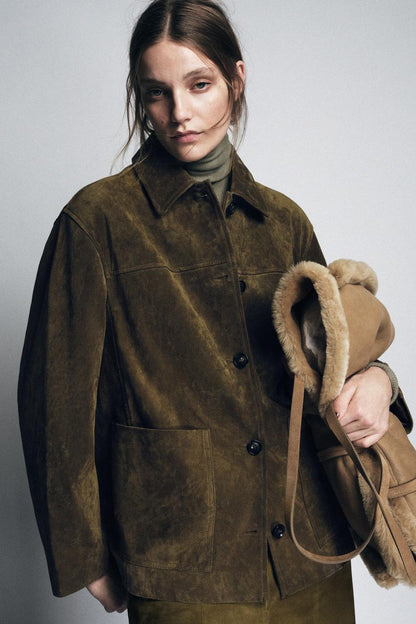 Veste 100 % cuir suédé ZW Collection Édition limitée