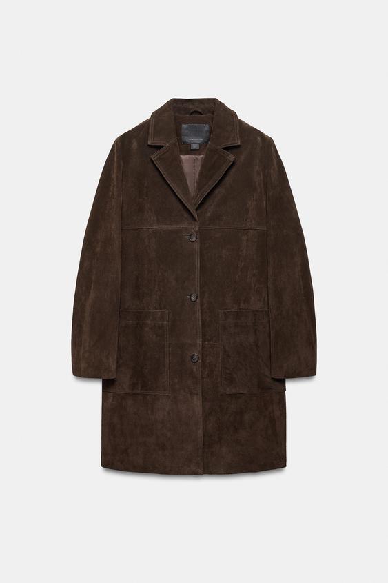 Manteau 100 % cuir suédé ZW Collection Édition limitée