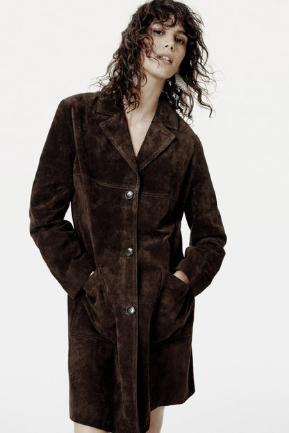Manteau 100 % cuir suédé ZW Collection Édition limitée