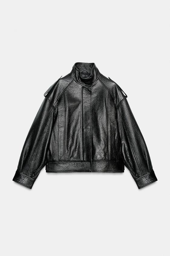 Blouson bomber 100 % cuir ZW Collection Édition limitée