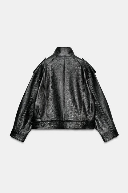 Blouson bomber 100 % cuir ZW Collection Édition limitée