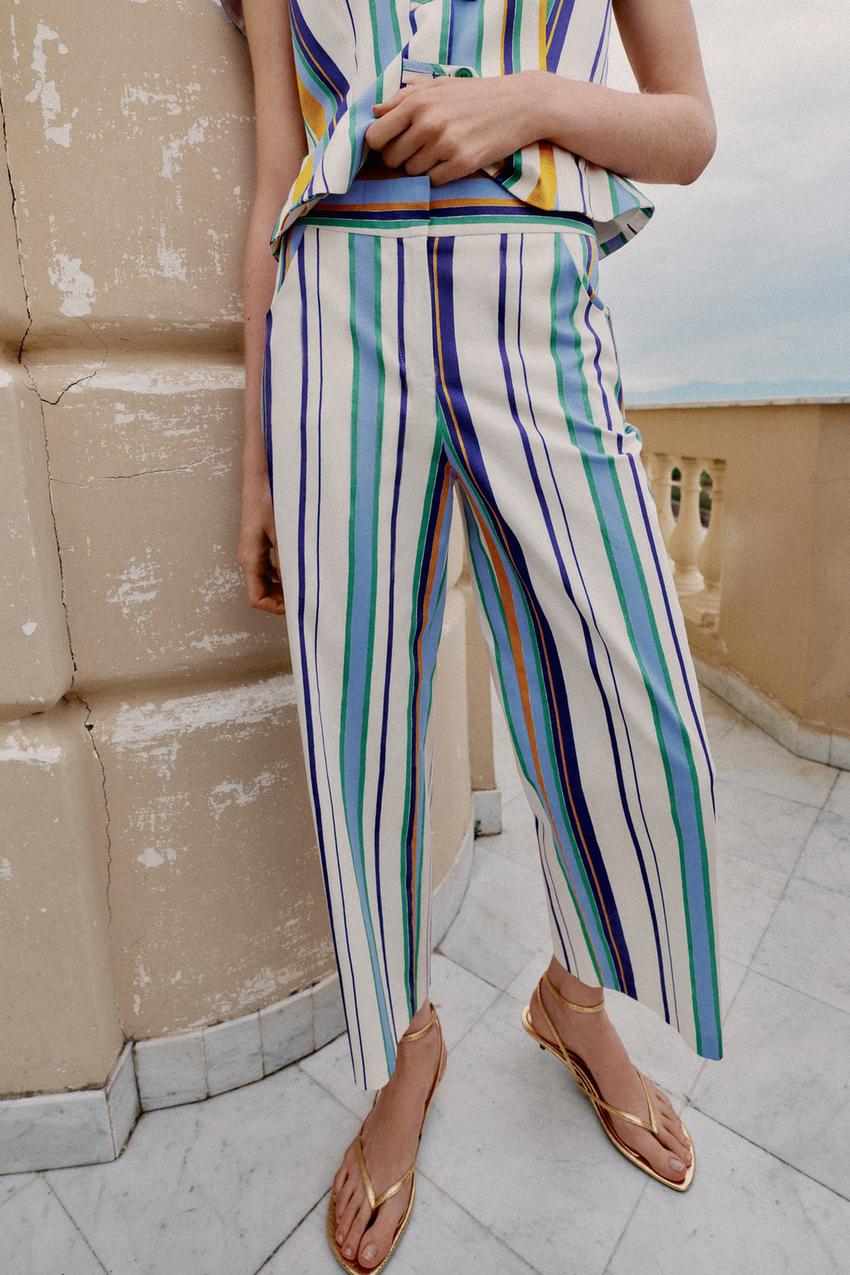 Pantalon droit à rayures