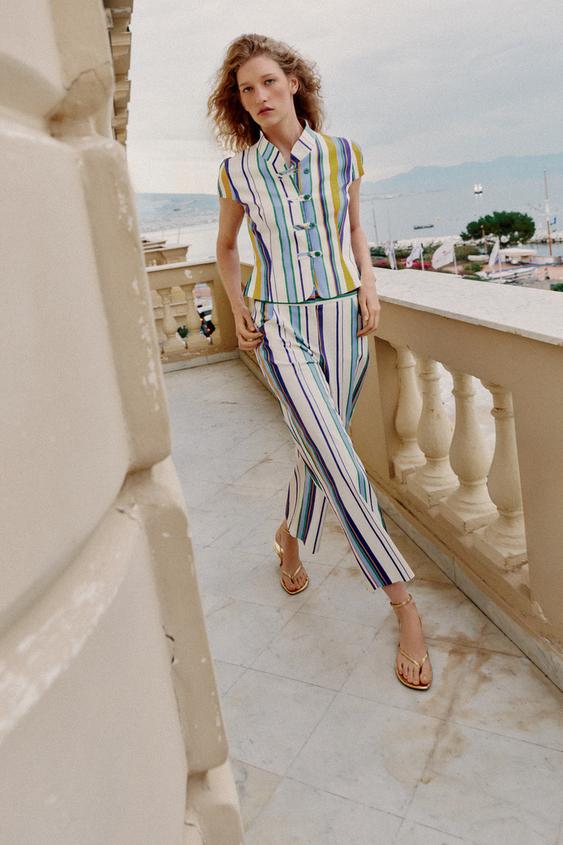 Pantalon droit à rayures