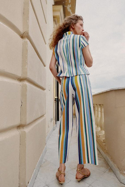 Pantalon droit à rayures