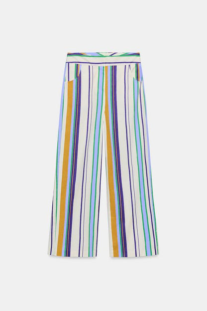 Pantalon droit à rayures