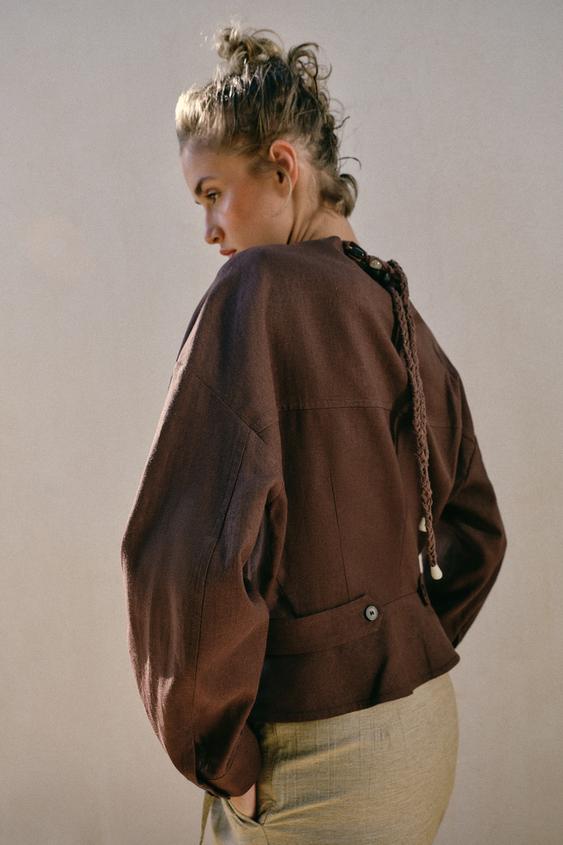 Veste croisée en lin