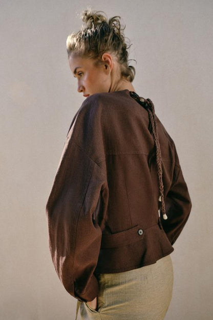 Veste croisée en lin