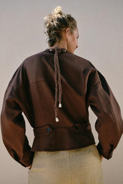 Veste croisée en lin