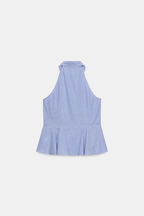 Chemise dos-nu à rayures peplum
