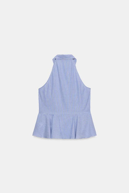 Chemise dos-nu à rayures peplum