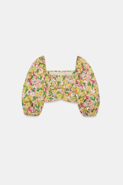 Top imprimé floral avec nœud