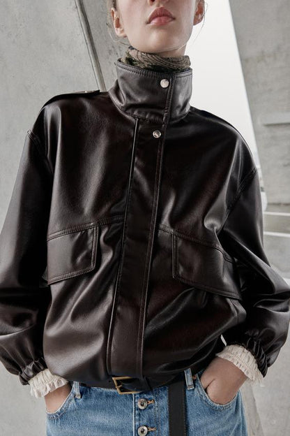 Veste bomber effet cuir