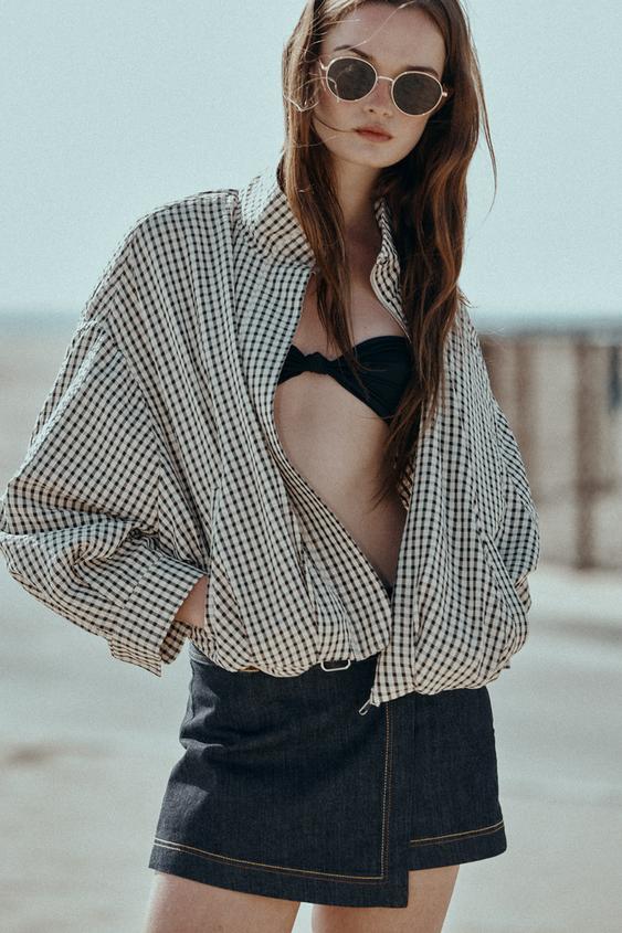 Veste bomber à carreaux