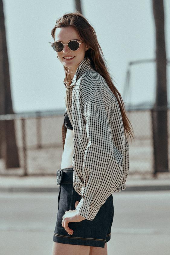 Veste bomber à carreaux