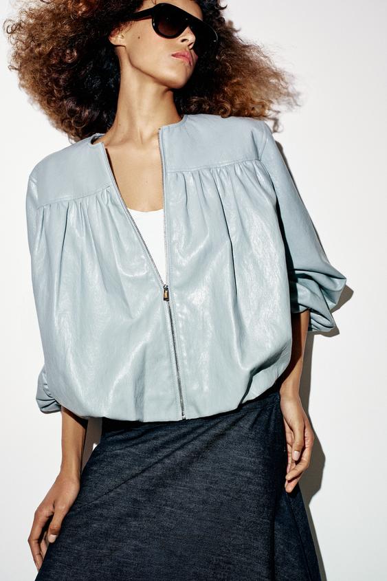 Blouson ballon effet cuir