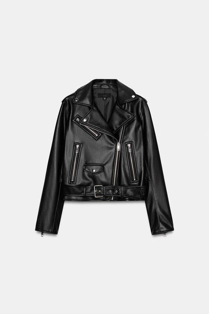 Blouson biker effet cuir