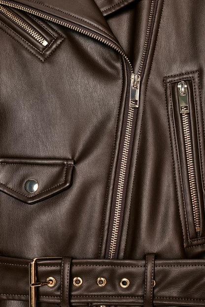 Blouson biker effet cuir
