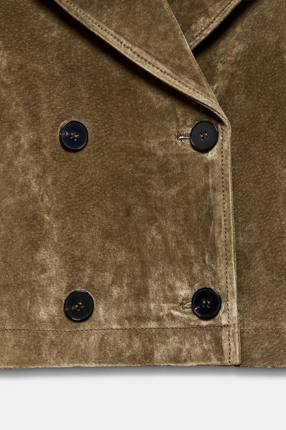 Trench court croisé 100 % cuir