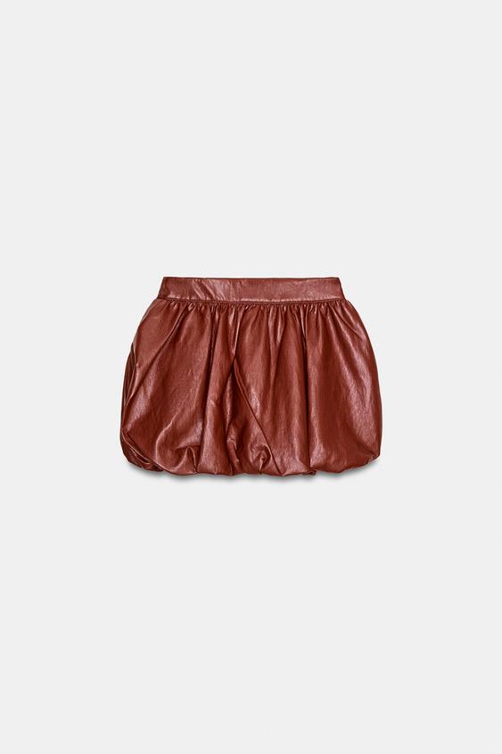 Jupe mini ballon effet cuir