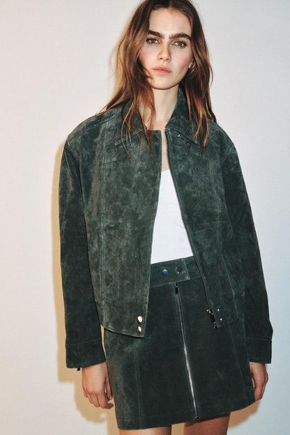 Blouson 100 % cuir suédé