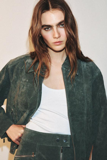 Blouson 100 % cuir suédé