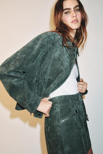 Blouson 100 % cuir suédé
