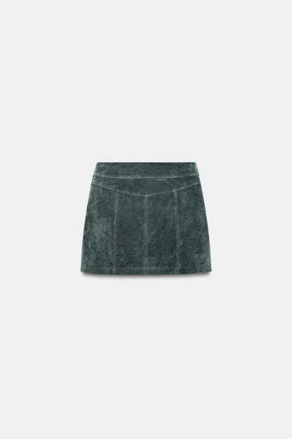 Jupe mini 100 % cuir suédé