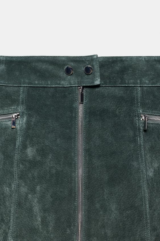 Jupe mini 100 % cuir suédé