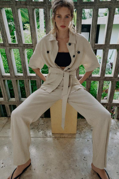Pantalon safari en lin