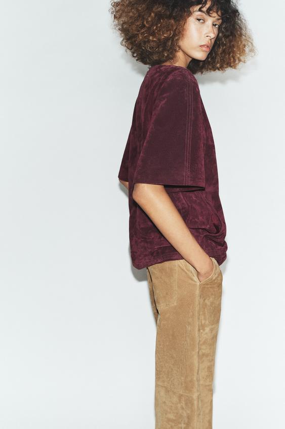 Robe courte 100 % cuir suédé