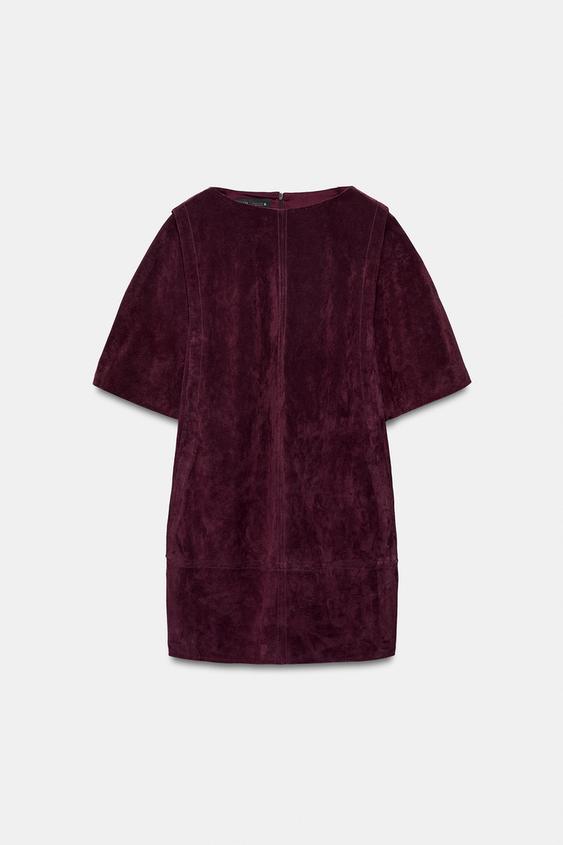 Robe courte 100 % cuir suédé