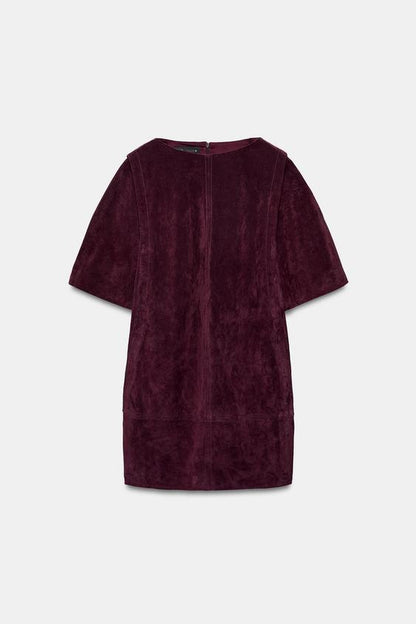 Robe courte 100 % cuir suédé