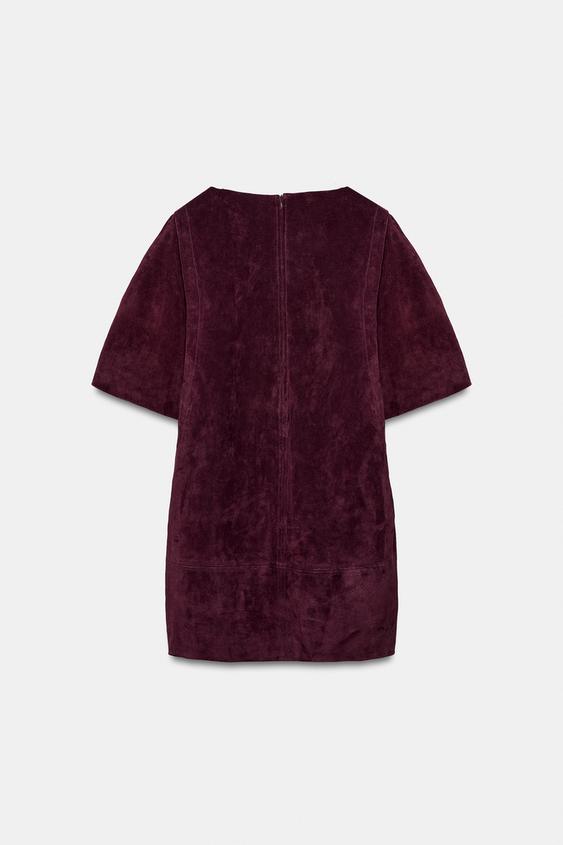 Robe courte 100 % cuir suédé