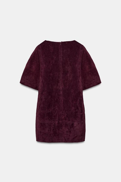 Robe courte 100 % cuir suédé