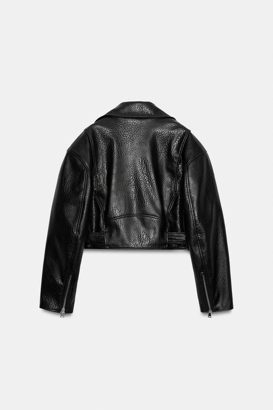 Blouson biker à épaulettes effet cuir