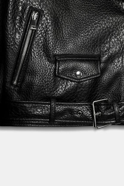 Blouson biker à épaulettes effet cuir