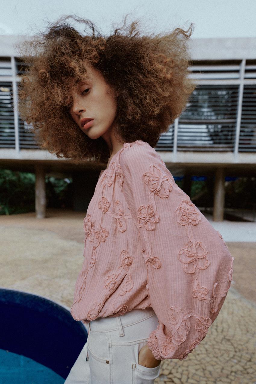 Veste oversize structurée à fleurs