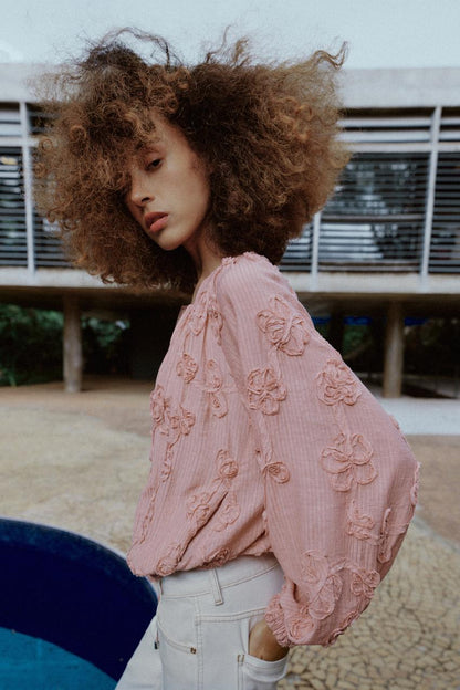 Veste oversize structurée à fleurs
