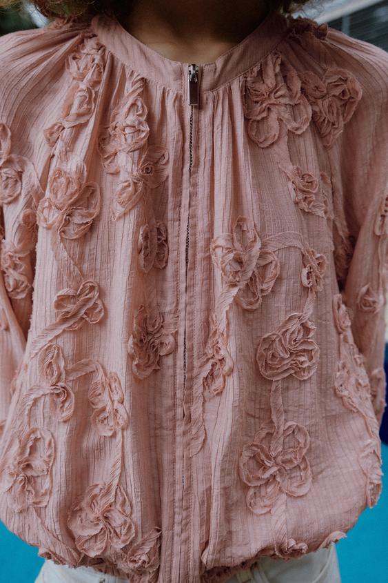 Veste oversize structurée à fleurs