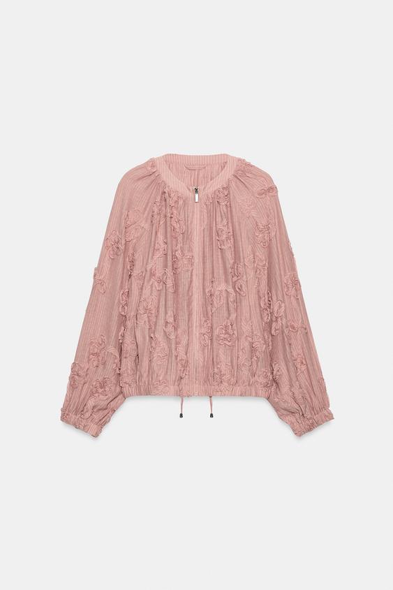 Veste oversize structurée à fleurs