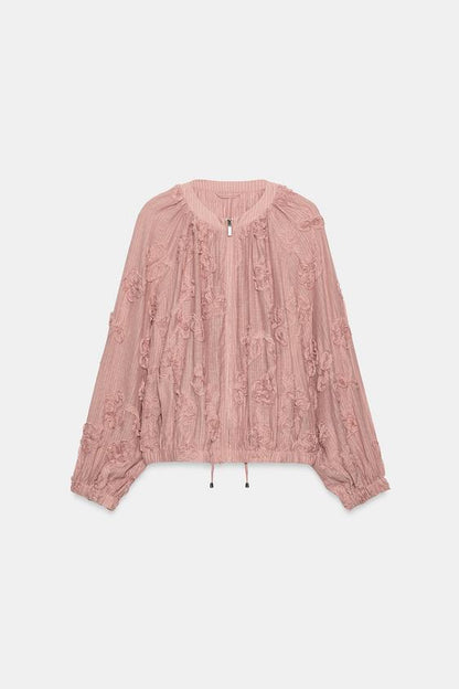 Veste oversize structurée à fleurs