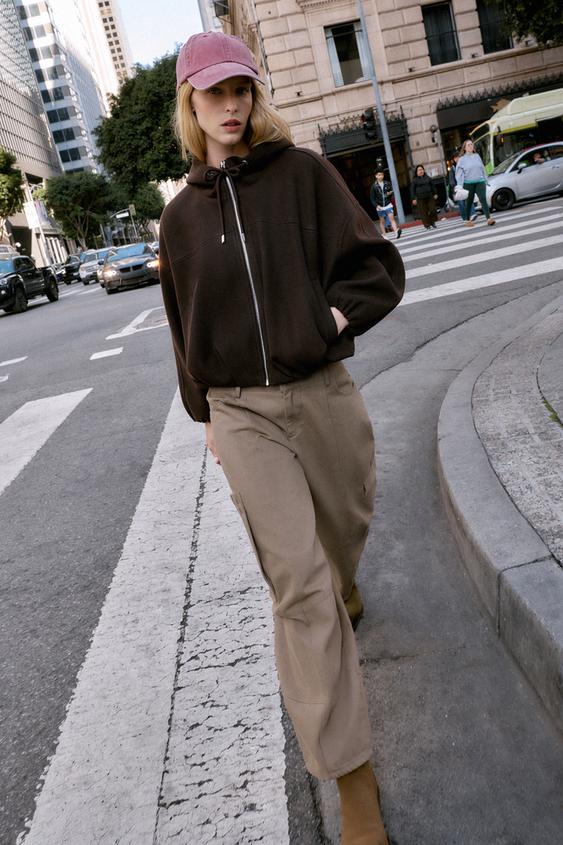 Veste bomber oversize douce à capuche