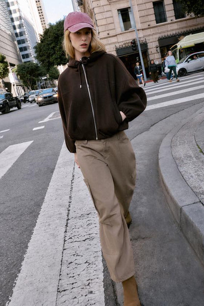 Veste bomber oversize douce à capuche